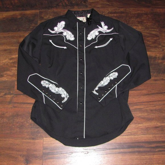 Roper Western Riding Shirt Men's Size Large Pearl Button Up Shirt Embroidered - Picture 2 of 10